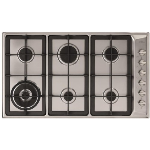 CDA - 6 Burner Gas Hob, Cast Iron Pan Supports, Wok Burner