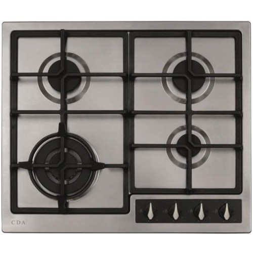 CDA - 4 Burner Gas Hob, Cast Iron Pan Supports, Wok Burner