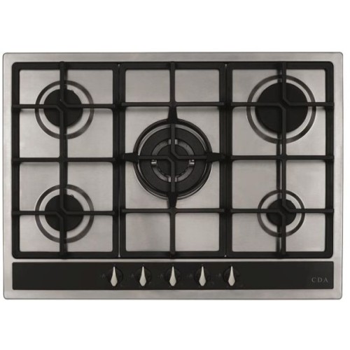 CDA - 5 Burner Gas Hob, Cast Iron Pan Supports, Wok Burner